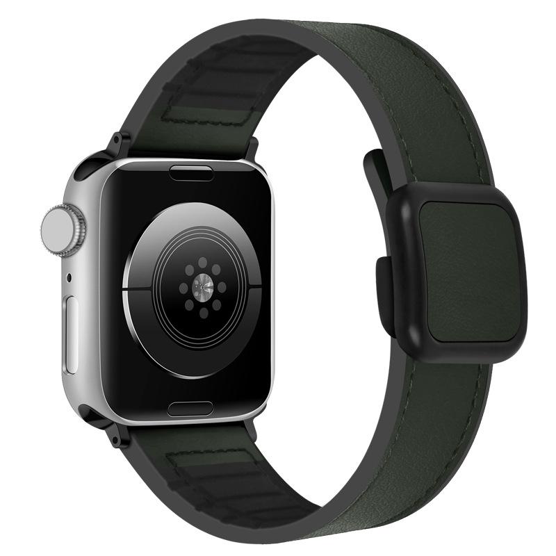 Для ремешка Apple Watch Ultra 2 49 мм 9 8 7 45 мм 41 мм Силиконовый кожаный магнитный ремешок для Iwatch Серии 10 6 5 42 38 мм Браслеты