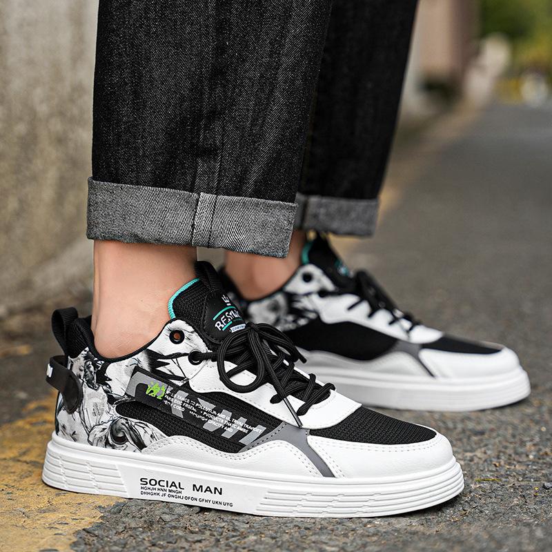 New four-season wear low-top soft sole comfortable shock-absorbing skateboard shoes leather surface casual shoes