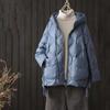Winter Women White Duck Down Coat Casual Loose Light Down Outwear Hooded Zipper Puffer Parka Jacket