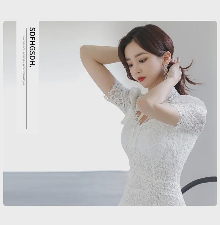 Платье-трансформер Celebrity Lace V-Neck Slim Dress - Женская юбка в корейском стиле, облегающая бедра