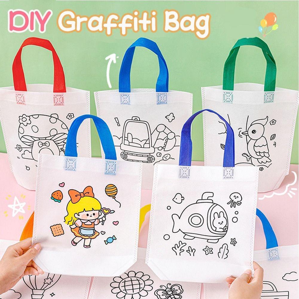 Coloring Goodie Bags Double Sided Graffiti Bag Non-woven Fabric Handbag New Graffiti Pack  Children