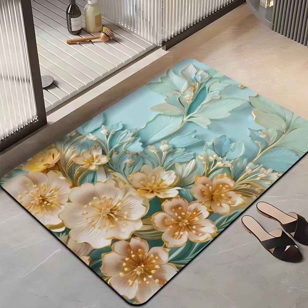 Light Luxury 3D Three-dimensional Flower Household Toilet Absorbent Mat Bathroom Toilet Diatom Mud Non-slip Carpet