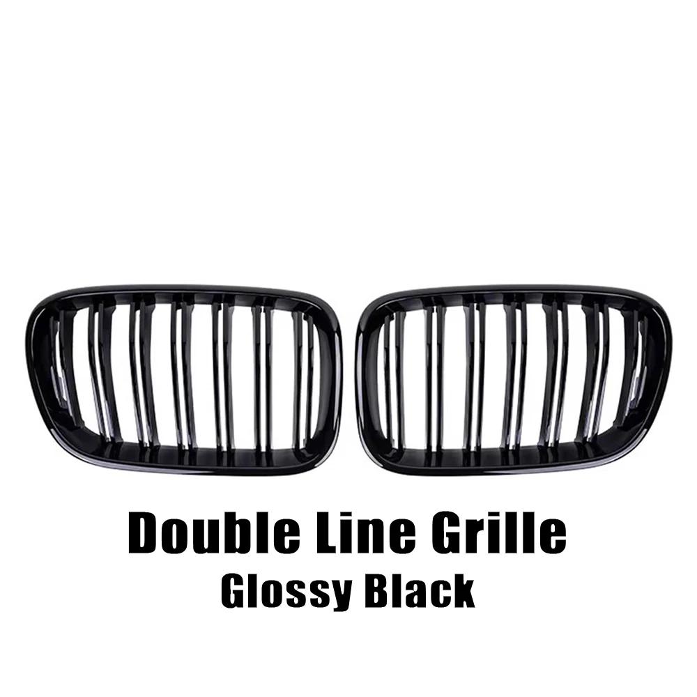 All Black Single Line Style Front Bumper Grilles For BMW X3 F25 2010-2013 Silver Diamonds Style Racing Double Slat Grills