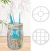 2 Pcs Mason Flower Jar Insert Lid for Wide Mouth Mason Canning Jars Plastic Mason Grid Flower Organizer Lid Insert Mason Jar Lids with Straw Hole