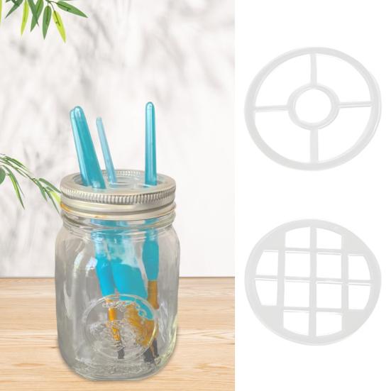 2 Pcs Mason Flower Jar Insert Lid for Wide Mouth Mason Canning Jars Plastic Mason Grid Flower Organizer Lid Insert Mason Jar Lids with Straw Hole
