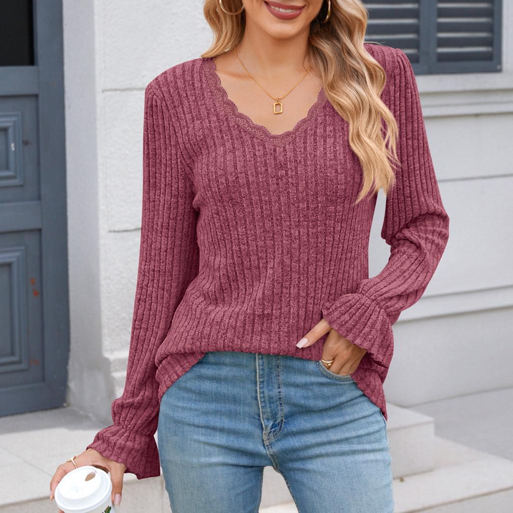 Женские рубашки с длинным рукавом, кружевные топы, деловая повседневная осенняя модная одежда, трикотажные блузки