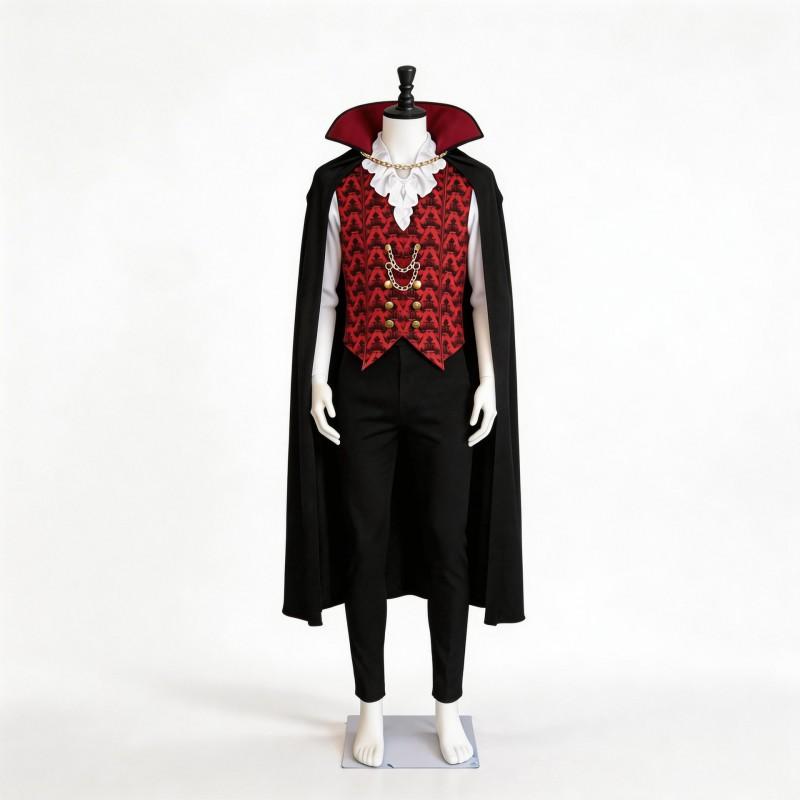 Mens Halloween Vampire Prince Costume Red Black Vest Cloak Set Role Play Party