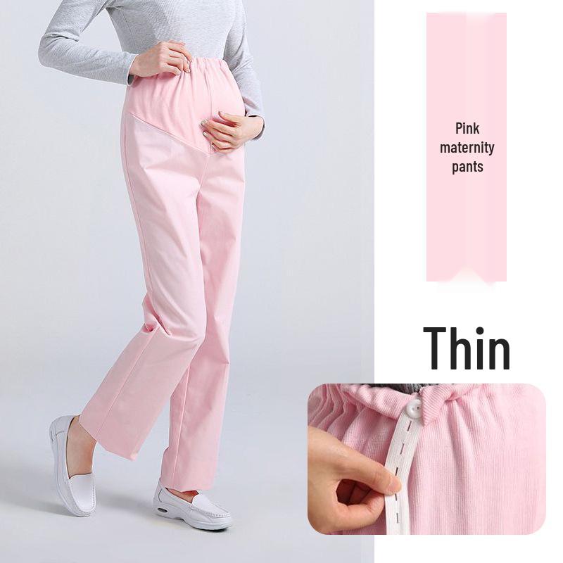 Брюки для беременных - Регулируемая талия, Полная поддержка живота, Плотные и тонкие, Синие, Розовые, Белые, Большой размер, Летние