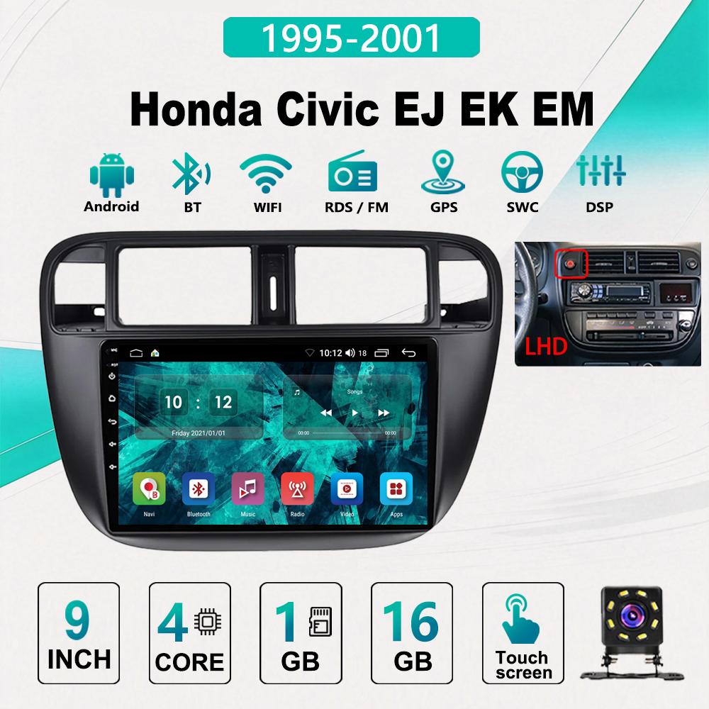 2Din Android Car-Play Car Radio,Honda Civic EJ EK EM 1995-2001,Multimedia Player Head Unit Stereo GPS Navigation BT WIFI,1+16GB