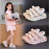 Girls Beach Shoes Hook&loop Non-slip Kids Sandals Soft Sole Open Toes 2025 Summer Girls Princess Shoes Breathable Korean Style