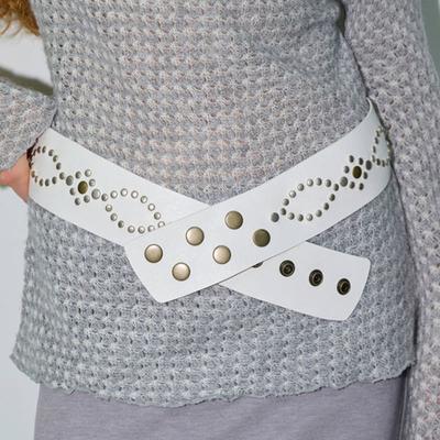 Пояс с заклепками WESTERN STUDDED BELT_ONZI EDITION, БЕЛЫЙ