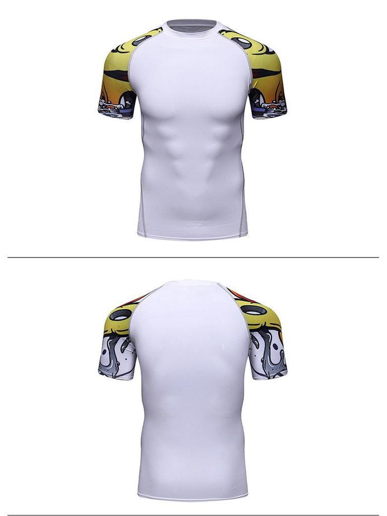 Мужская футболка с широкими плечами и круглым вырезом, спортивный базовый слой, облегающая футболка A038