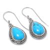 Natural Turquoise Gemstone Handmade 925 Solid Sterling Silver Earring 1.25" F0g95