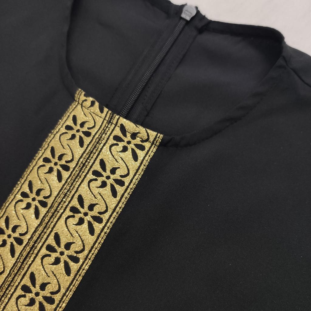 Ethnic Style Loose Long Dress with Webbing, Plus Size