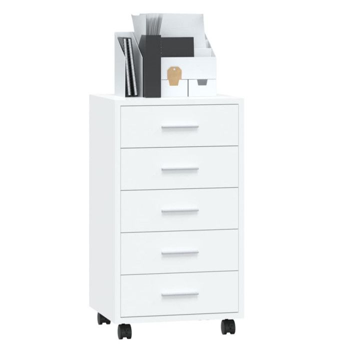 342673 vidaXL Chest of Drawers with Castors High Gloss White Engineered Wood