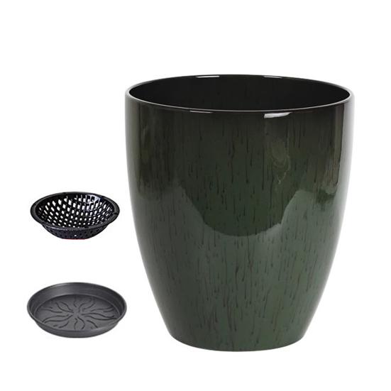 Глубокий цветочный горшок Имитация керамики Горшок для растений с дренажным отверстием Смола Монстера Кашпо с поддоном для комнатных и уличных растений Домашний сад Офисный декор