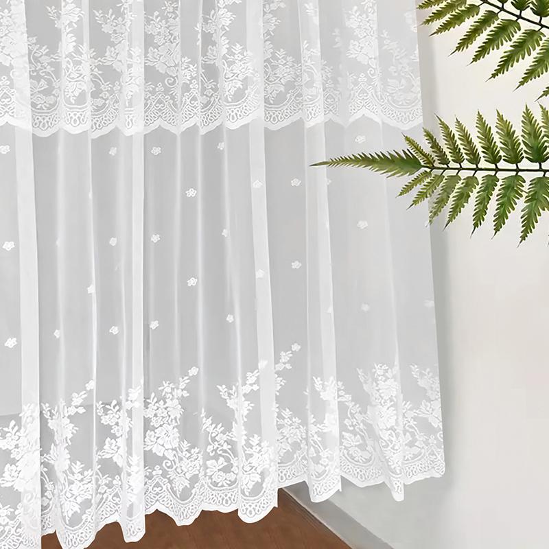 1Pc Through Pole Style Rural Style Curtain Half Blackout Double Row Lace Modern Partition Door Curtain Multiple Sizes Lace