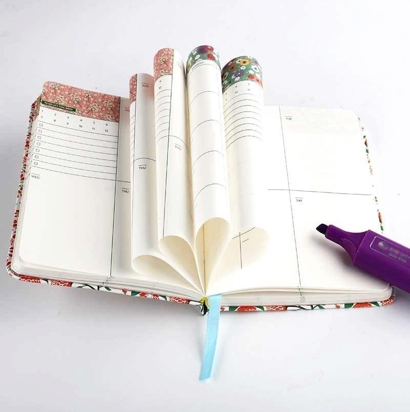 Floral Leather Cover Planner Notebook Daily Weekly Monthly Planner Stationery Office Supplies A5 A6