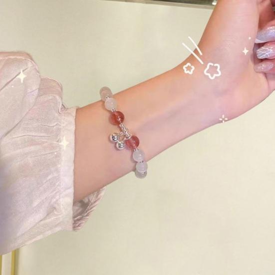 Женский браслет, стеклянные бусины, подвеска-колокольчик, гладкая эластичная веревка, регулируемый градиент, искусственный опал, женские наручные украшения, подарок на день рождения