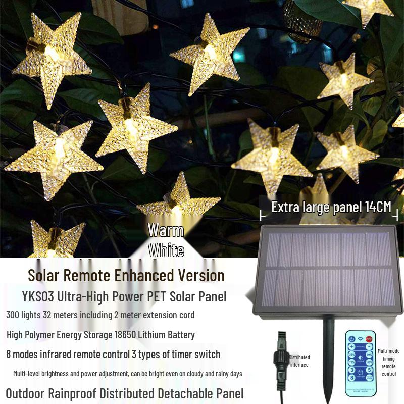Outdoor Waterproof Twinkling Star Solar String Lights for Garden & Balcony Decoration - Holiday & New Year Lighting