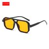 Men's Sunglasses  Trend Square Sun Glasses Cyber Punk UV400 Protective Shades Yellow Black Lens Large Eyepiece New