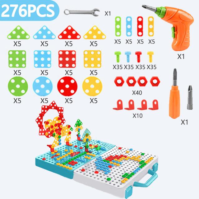 Kids Electric Driller Screw Toy Montessori Nut Assemble Disassembly Boys Simulation Repair Toolbox Set Game Education Toys