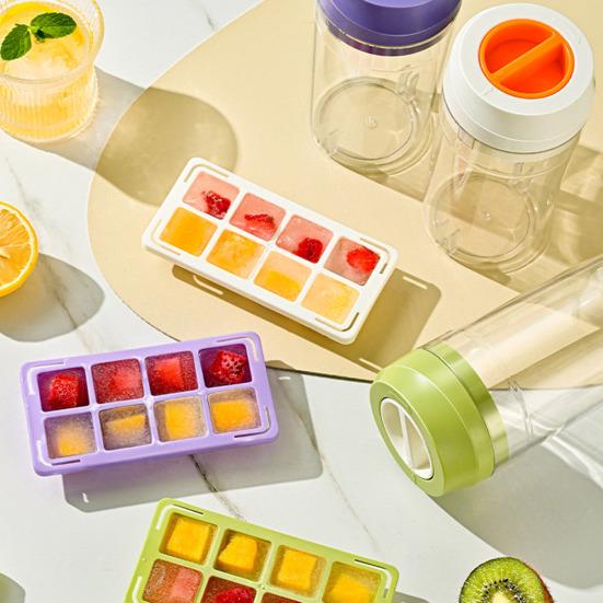 Портативный льдогенератор, бутылка для воды без бисфенола А и лоток для кубиков льда 2 в 1 с поворотным механизмом выпуска, герметичные принадлежности для путешествий, кемпинга, домашнего офиса