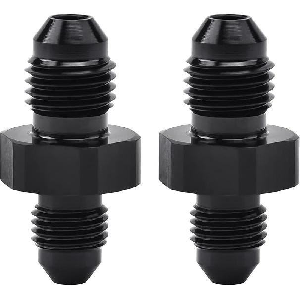 EVIL ENERGY 6AN Male to Male Flare Coupler Union Straight Fuel Hose Adapter Fitting Black 2PCS