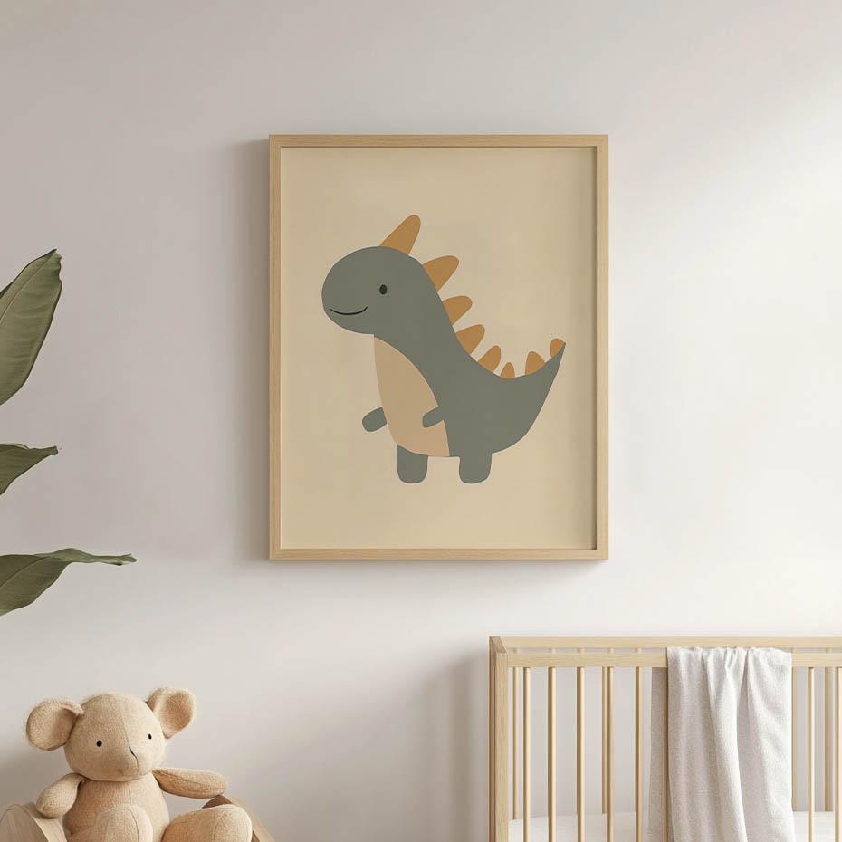 Plakat Dinozaur W Uśmiechu Plakat Dinozaur W Uśmiechu, 50X70 Cm, Rama Aluminiowa Czarna, Papier Matowy 230 Gsm