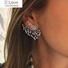 I Trendy Wing Shape Women Stud Earrings Silver Color with Bling Circonie Luxury Party Jewelry Accessories