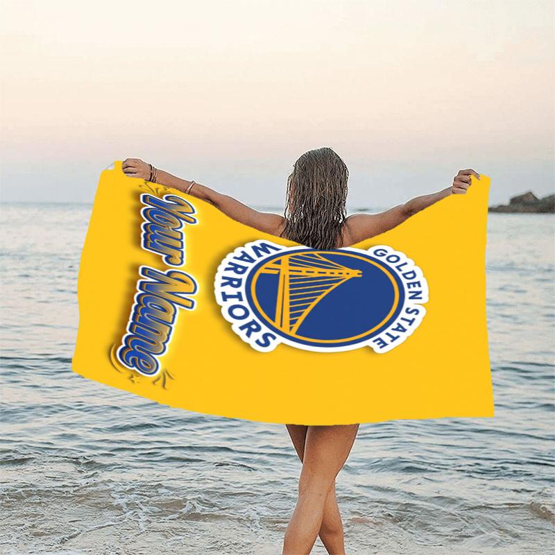 1pc Golden State Warriors Beach Towel with Custom Name, Beach/Swimming/Bath/Picnic/Camping Towel, Suitable for Seaside Beaches