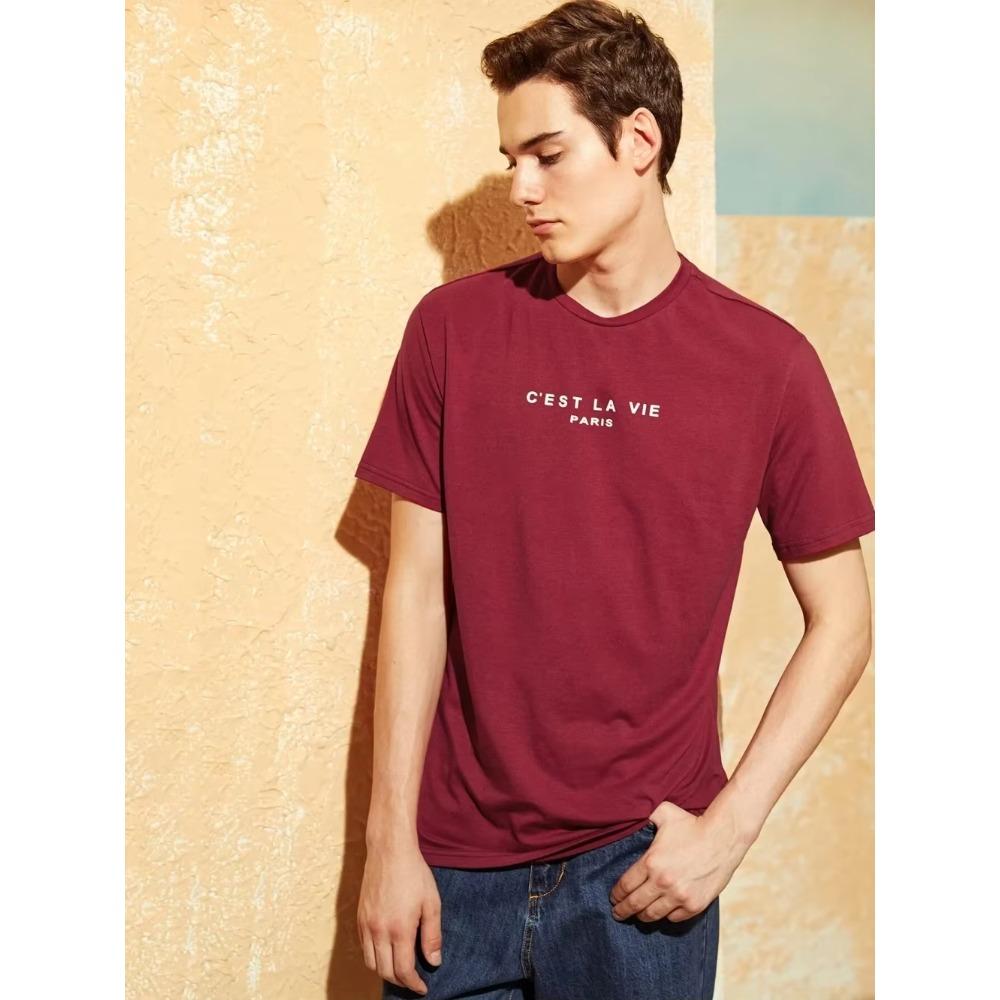 C'Est La Vie Забавная футболка с графикой букв для мужчин, хлопковая, повседневная, футболки Харадзюку, футболка оверсайз, свободная, дышащая, одежда