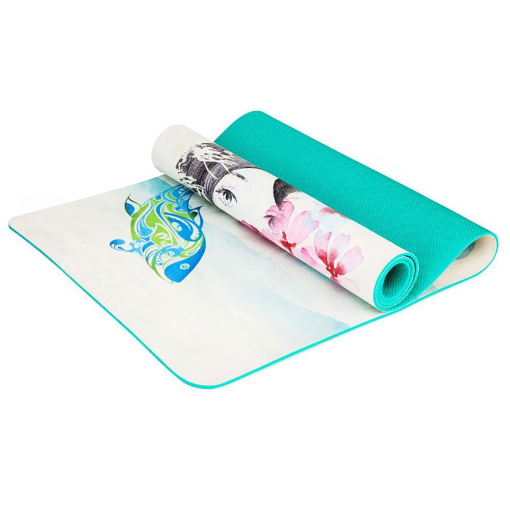 Женский коврик для йоги TPE, модный, принтованный, замшевый, противоскользящий, для занятий фитнесом и пилатесом, унисекс, коврик для йоги 183 см*61 см