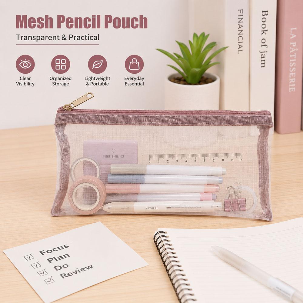 Transparent Pen Bag Square Shape Stationery Pouch Portable Storage Pouch Beauty Tool Storage
