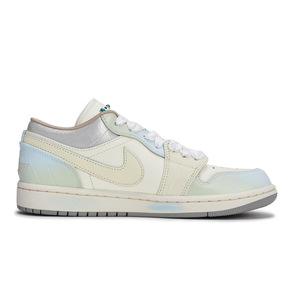Jordan Air Jordan 1 Винтажные Баскетбольные Кроссовки Женские Низкие Бежевый/Белый/Серый/Синий/Зеленый IH7323-100(Team80-S-BOX)