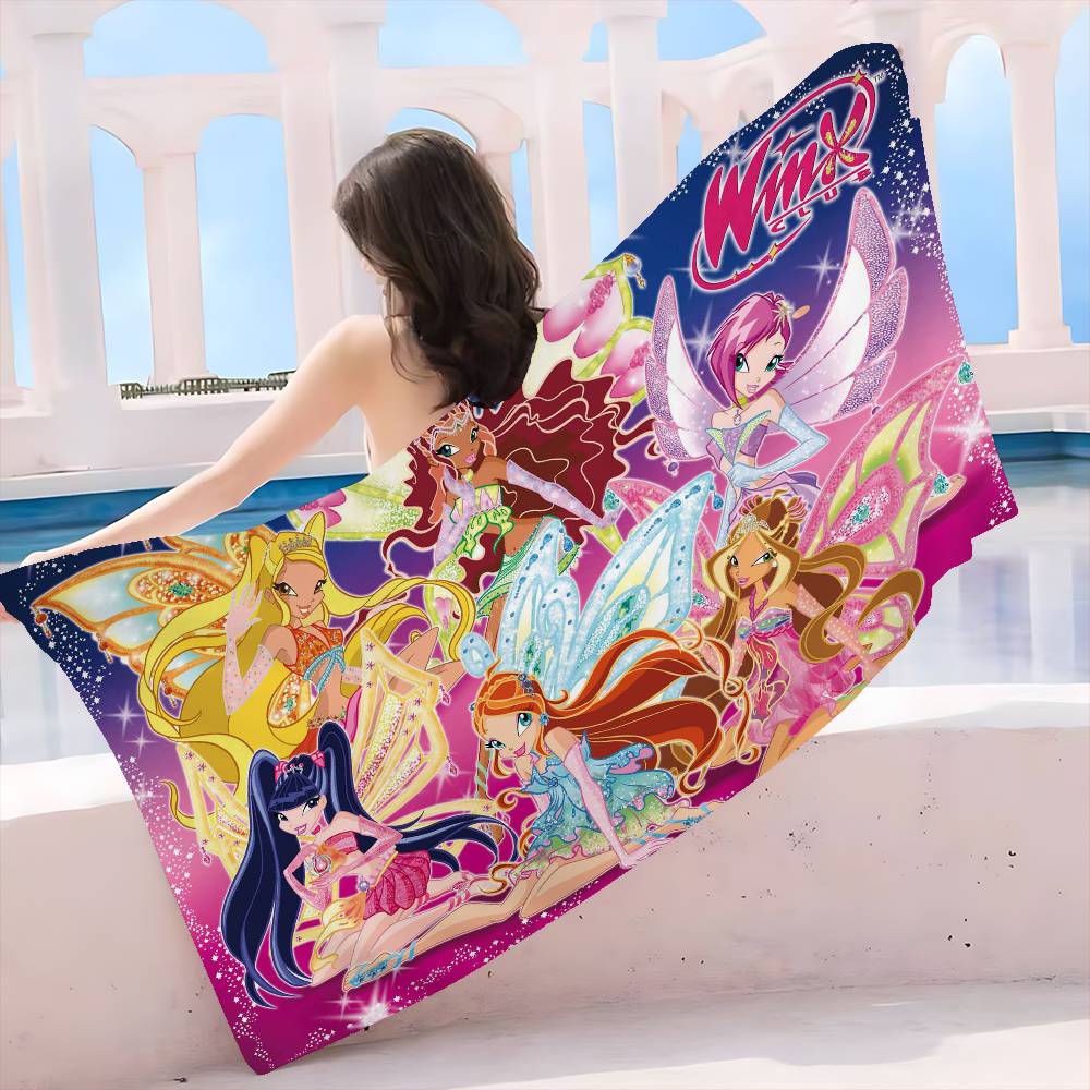 Девочка-W-Winx Мультяшные Клубы Микрофибра Пляжное Полотенце Впитывающее Быстросохнущее Мягкое Для Йоги Плавания Курорта Альпинизма
