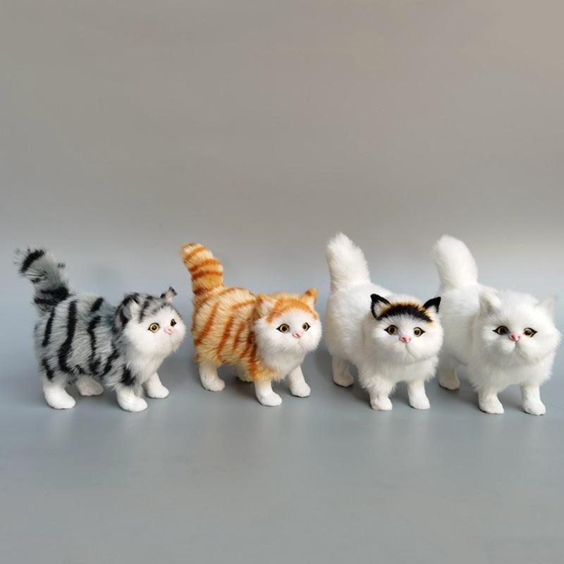 Cute Faux Plush Simulation Cat Animal Model Crafts Car Ornaments Gifts Home Decoration Children's Birthday Party Gift Supplies