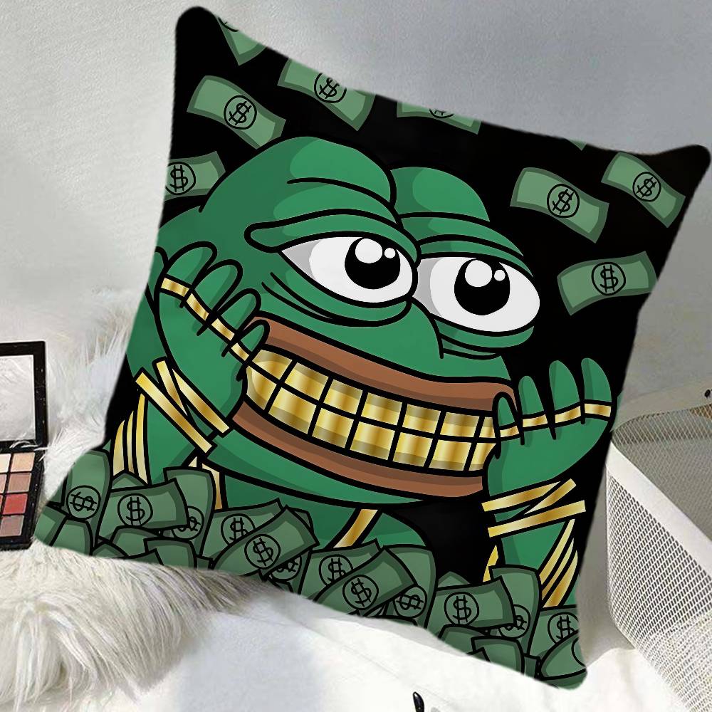 Cartoon PPepe The Frog Funny Pillow Case Square Pillow Bedroom Sofa Leisure Comfort Cushion Car Home Decoration