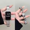 Korean Slim Silver Metal Strap For Samsung Galaxy Fit 3 Women Butterfly Button Bracelet For Samsung Galaxy Fit 3 SM-R390 Correa