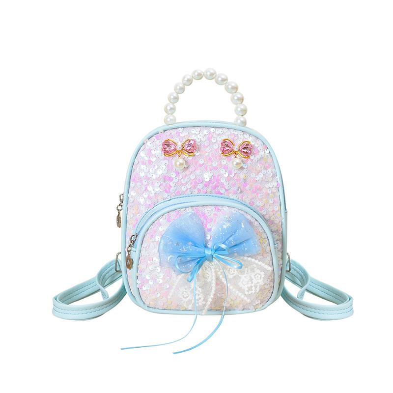 Kids Backpack Fashion With Artificial Pearl Hand Held And Bow Decor For Daily