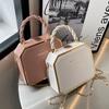Hard Box Shape PU Leather Crossbody Bag with Short Rope Handle for Women 2024 Shoulder Handbags and Purses Lady Travel Cute Tote