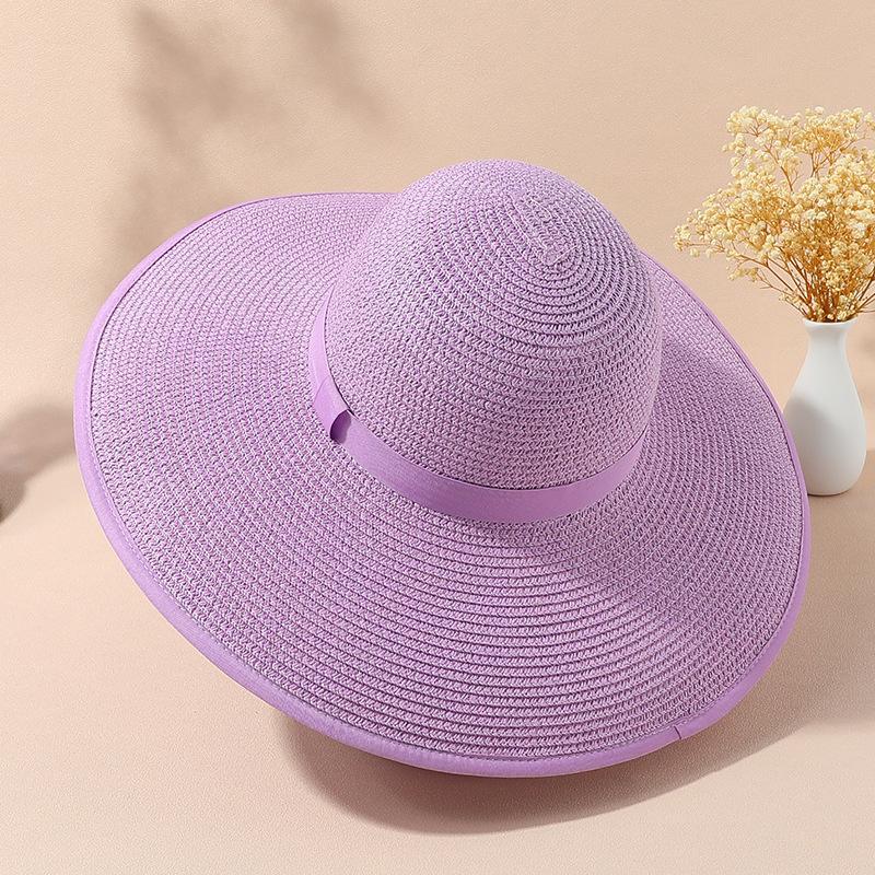 Новые летние женские складные соломенные солнцезащитные козырьки, простая круглая шляпа от солнца с широкими полями, солнцезащитная шляпа с УФ-защитой UPF, пляжная уличная дышащая солнцезащитная шляпа