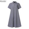 ZANZEA Женское повседневное платье с коротким рукавом и отложным воротником в сетку
