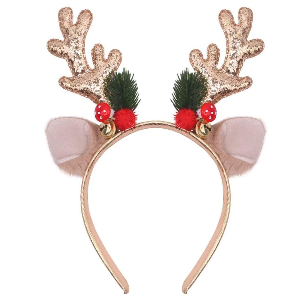 Christmas Reindeer Antler Bells Headband for Kids - Cute Holiday Party Dress-Up Accessory
