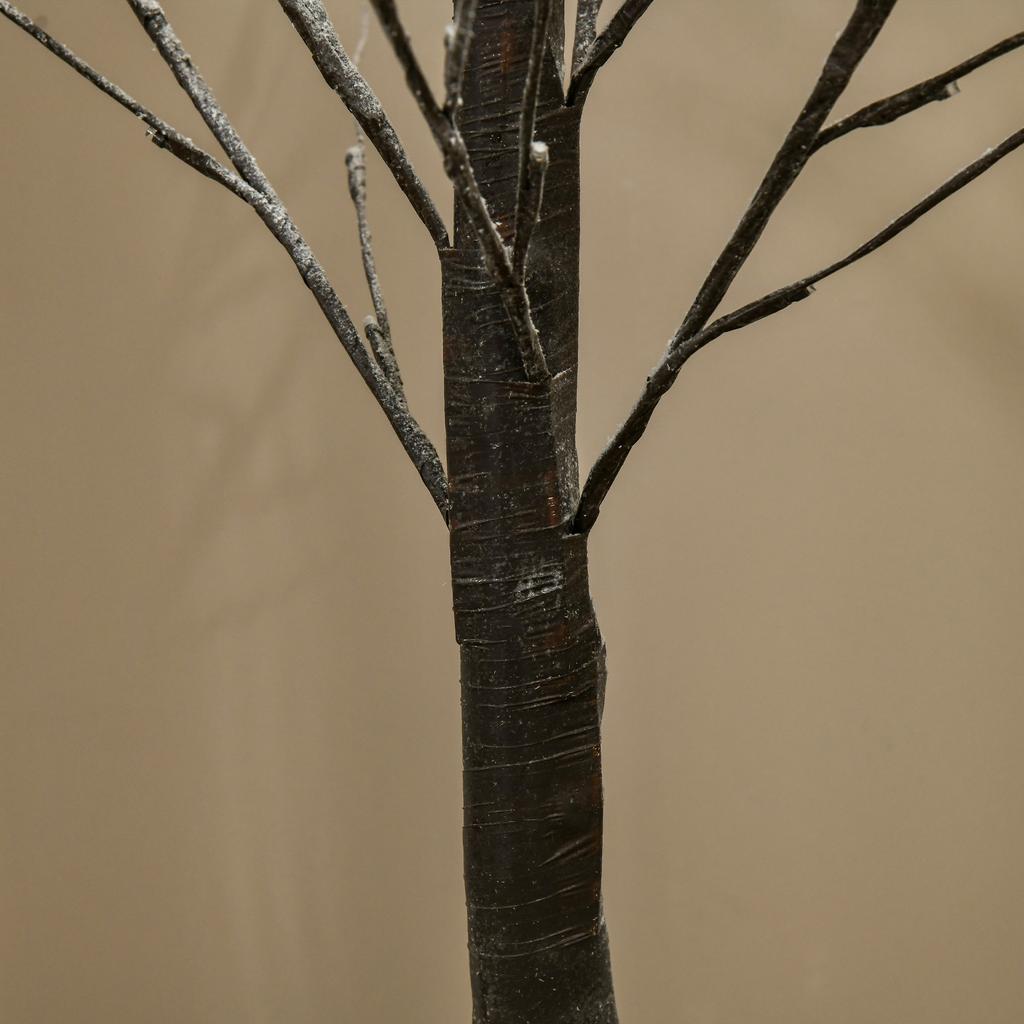 Artificial birch tree with LED lighting, 96 cool white micro-LEDs, 150 cm, brown