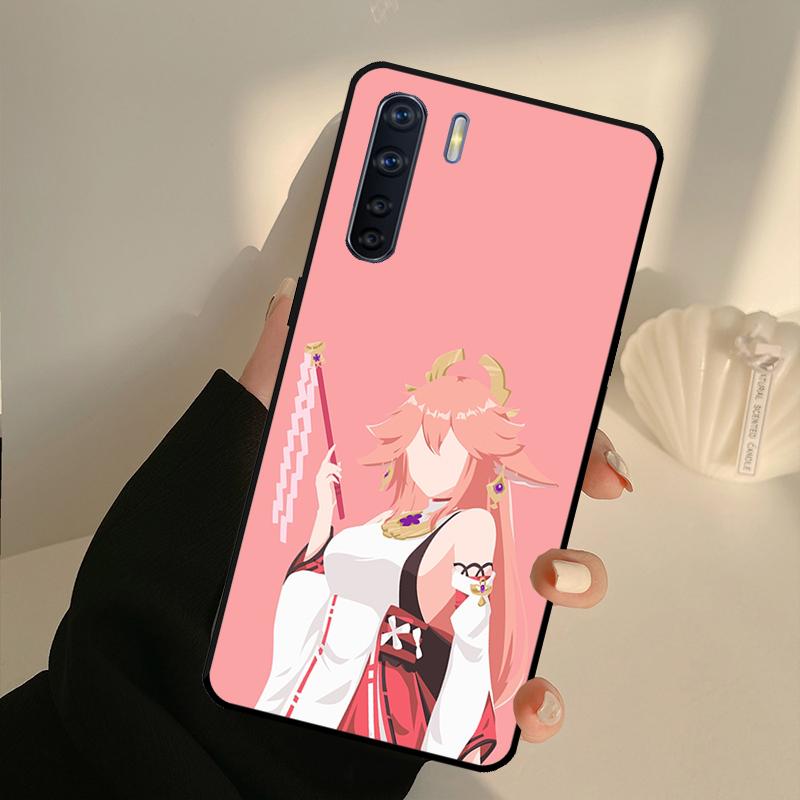 Genshin Impact Yae Miko Case For OPPO Find X5 X3 Pro A5 A9 A31 A53 A53S A3S A5S A15 A52 A72 A83 A91 A54 A74 A94