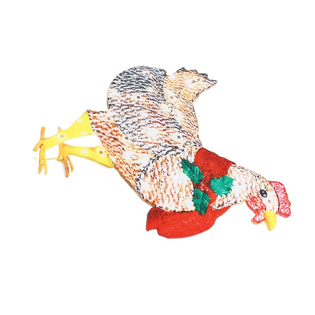 Xmas Chicken Shape Decorative LED Lights Light Up Xmas Decor with Scarf for Indoor Outdoor Room Yard