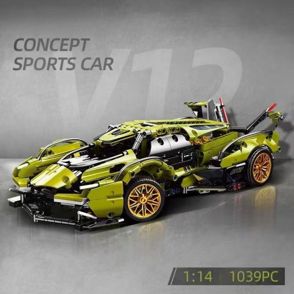 1:14 MOC V12 суперскоростной спортивный автомобиль строительные блоки гоночный автомобиль сборные кирпичи игрушки для взрослых детей день рождения новый год подарки