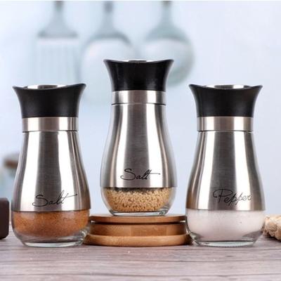 Стеклянная бутылка, солонка, диспенсер для специй из нержавеющей стали, набор банок для специй, набор для барбекю