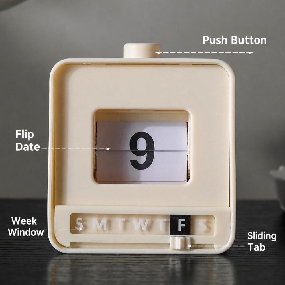 Manual Date Display Perpetual Calendar Push Flip Mechanism Mechanical Calendar  Desk Ornament